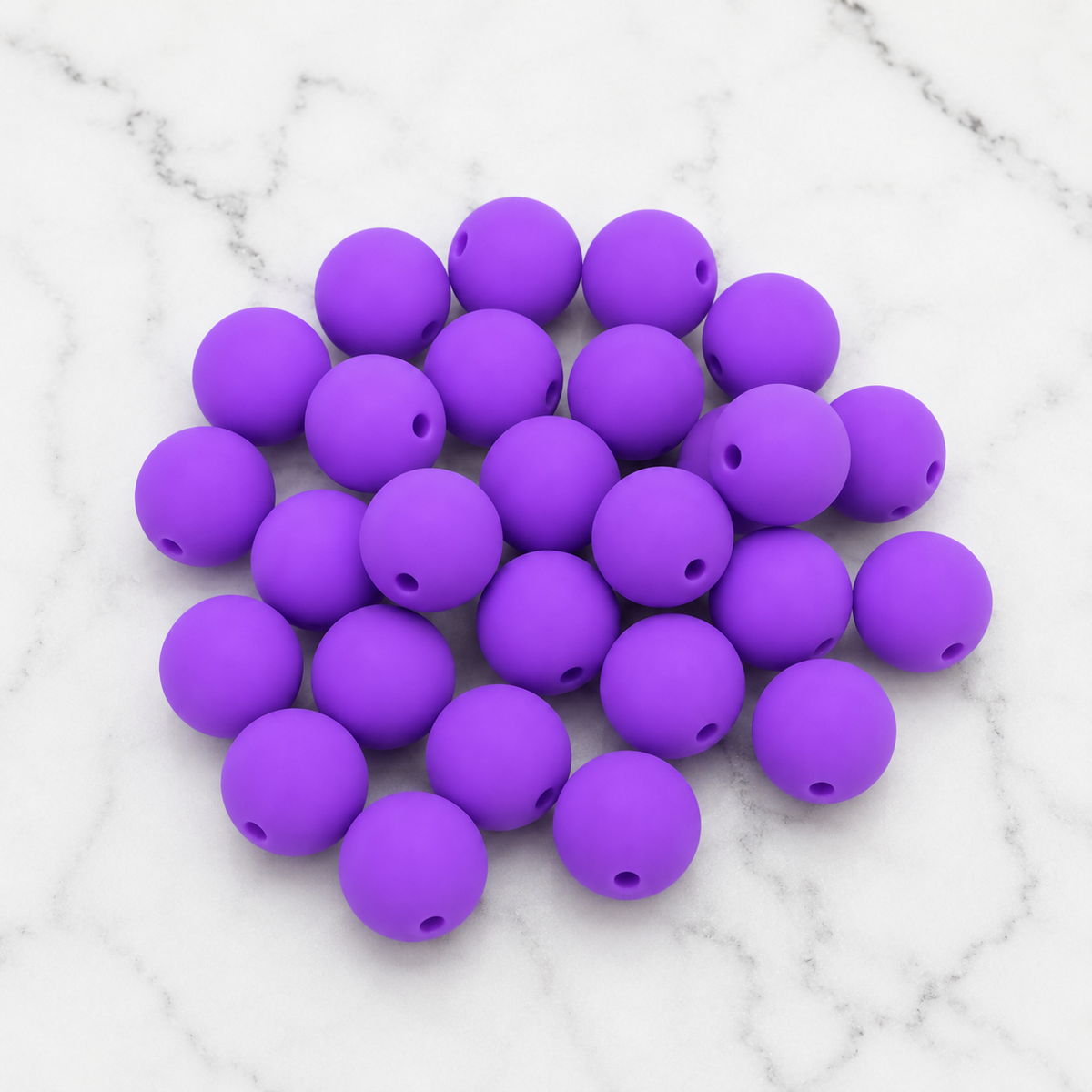 Five-pack of purple puff 9mm round silicone beads