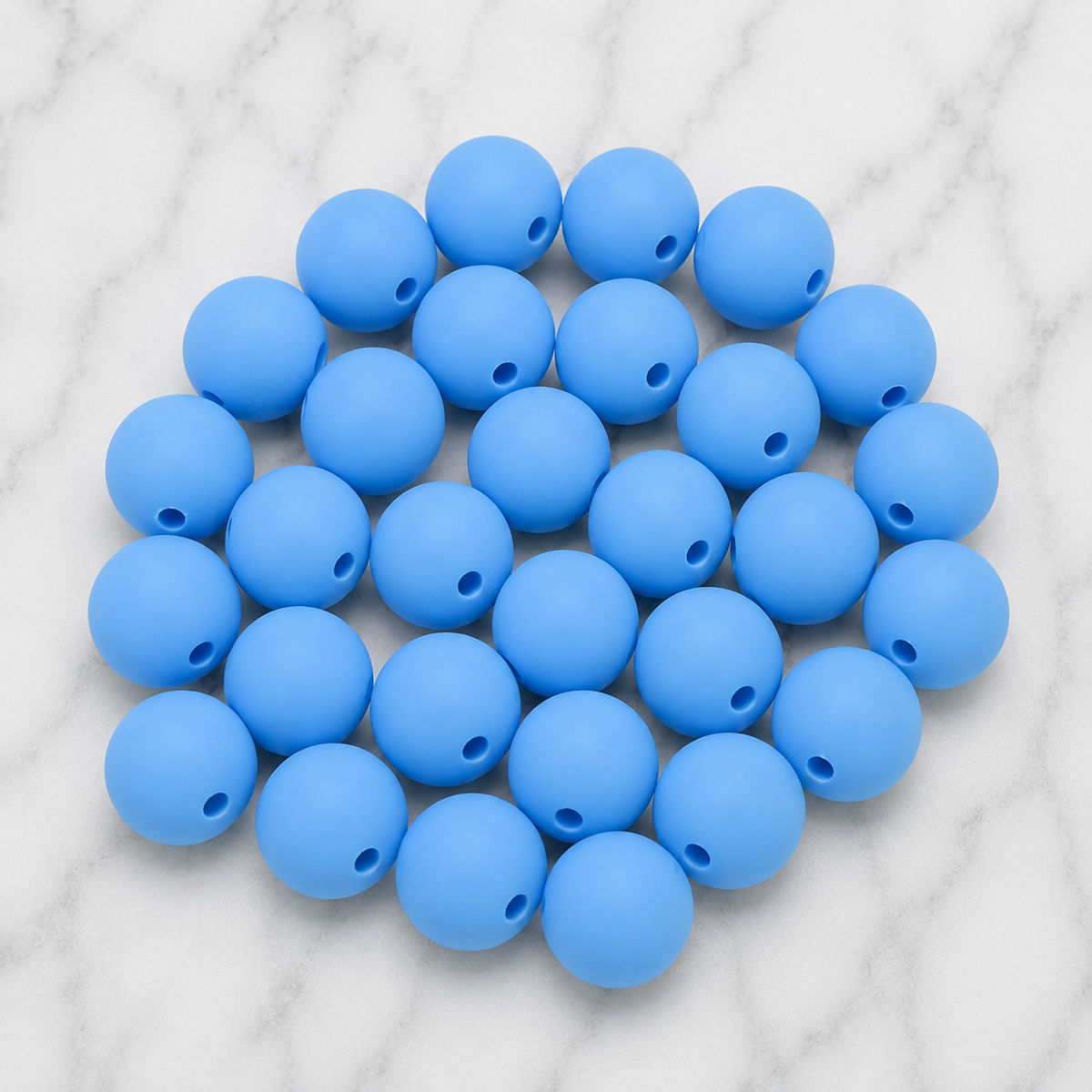Five-pack of blue glacier 9mm round silicone beads