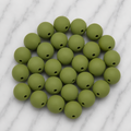 Five-pack of mossy chartreuse green 9mm round silicone beads
