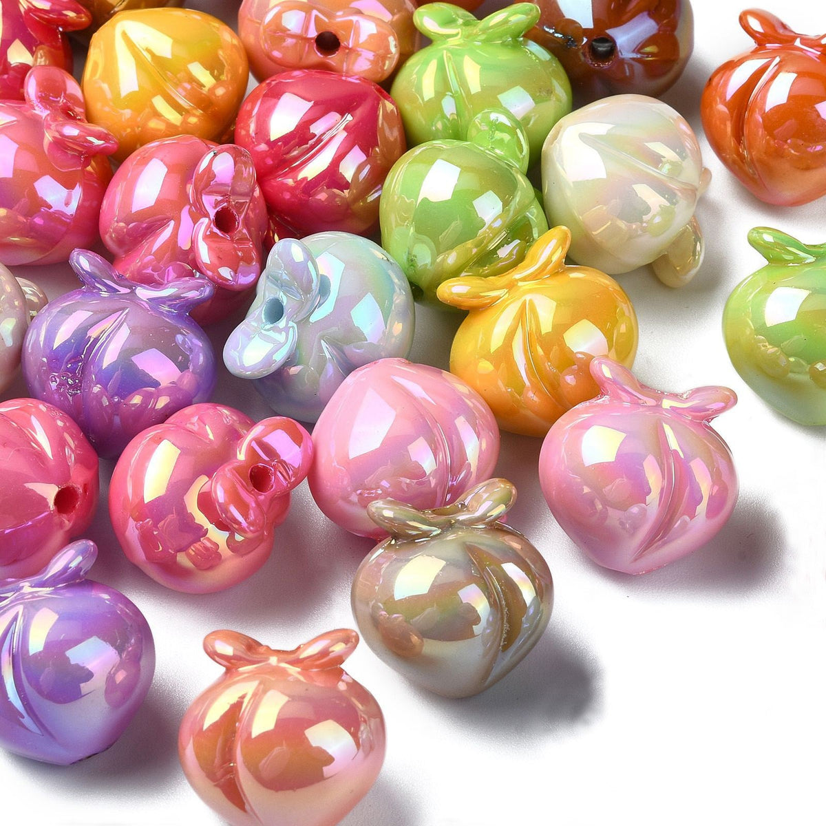 UV Plating Acrylic Bead - Iridescent Peach - 16mm - 3 per bag