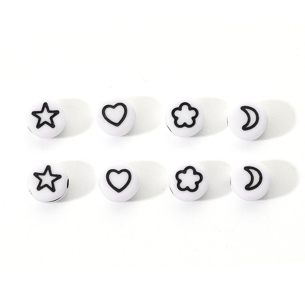 Opaque White Acrylic Beads Flat Round