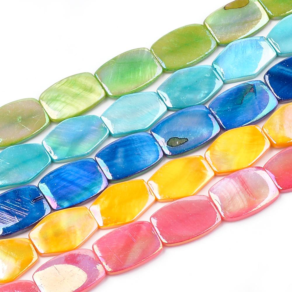 Orchid AB Freshwater Shell Dyed Bead - Rectangle - 21x15x3-4mm - 6 per bag