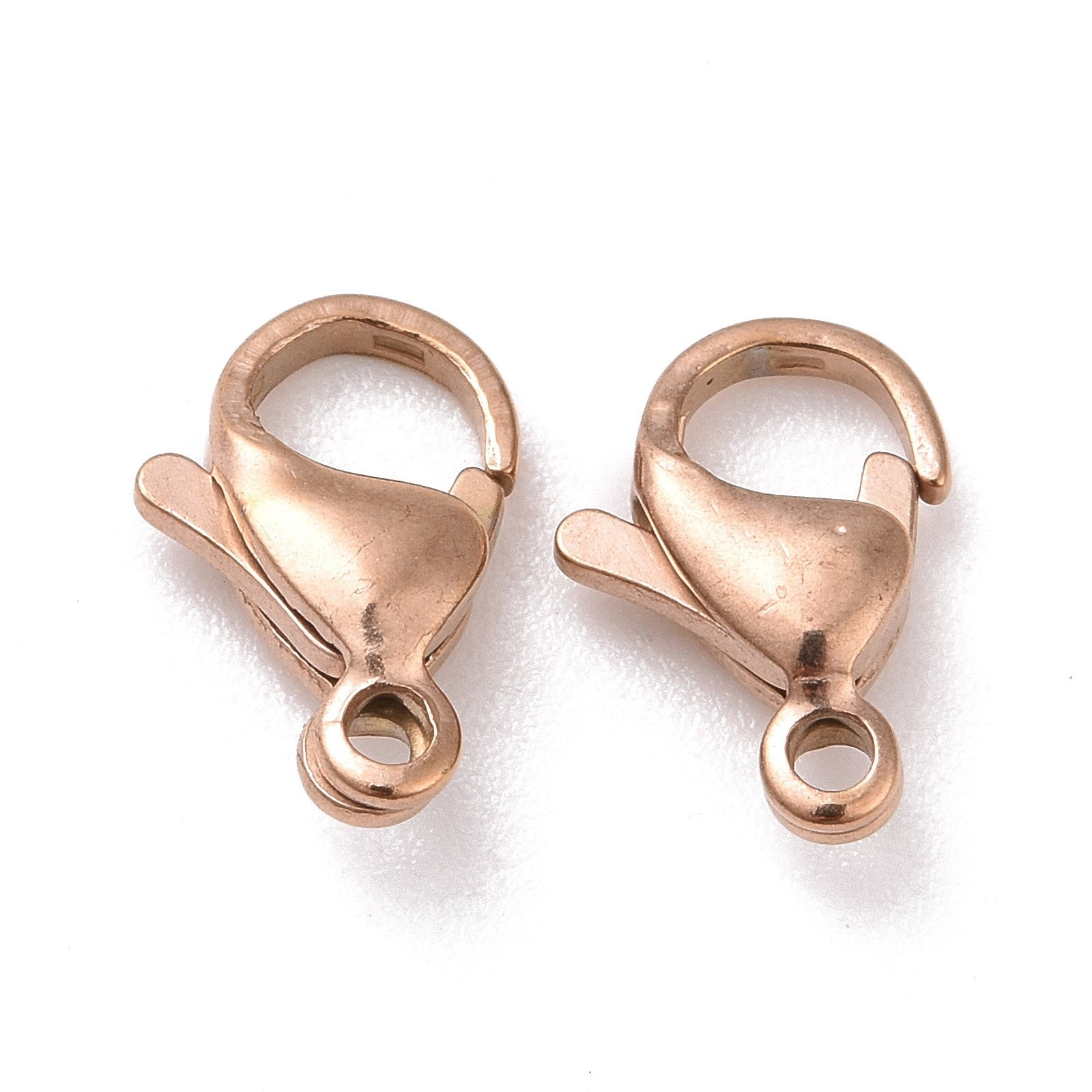 Ion Plating(IP) 304 Stainless Steel Lobster Claw Clasps - Rose Gold - 15x9x4.5mm - 10 per bag