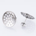 Non-Tarnish 304 Stainless Steel Stud Earring with Sieve Base - Earring Backs included - 16mm - 10 per bag