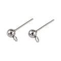 Non-Tarnish 304 Stainless Steel Ball Post Stud Earring Findings with Loop - 16x4mm - 20 per bag