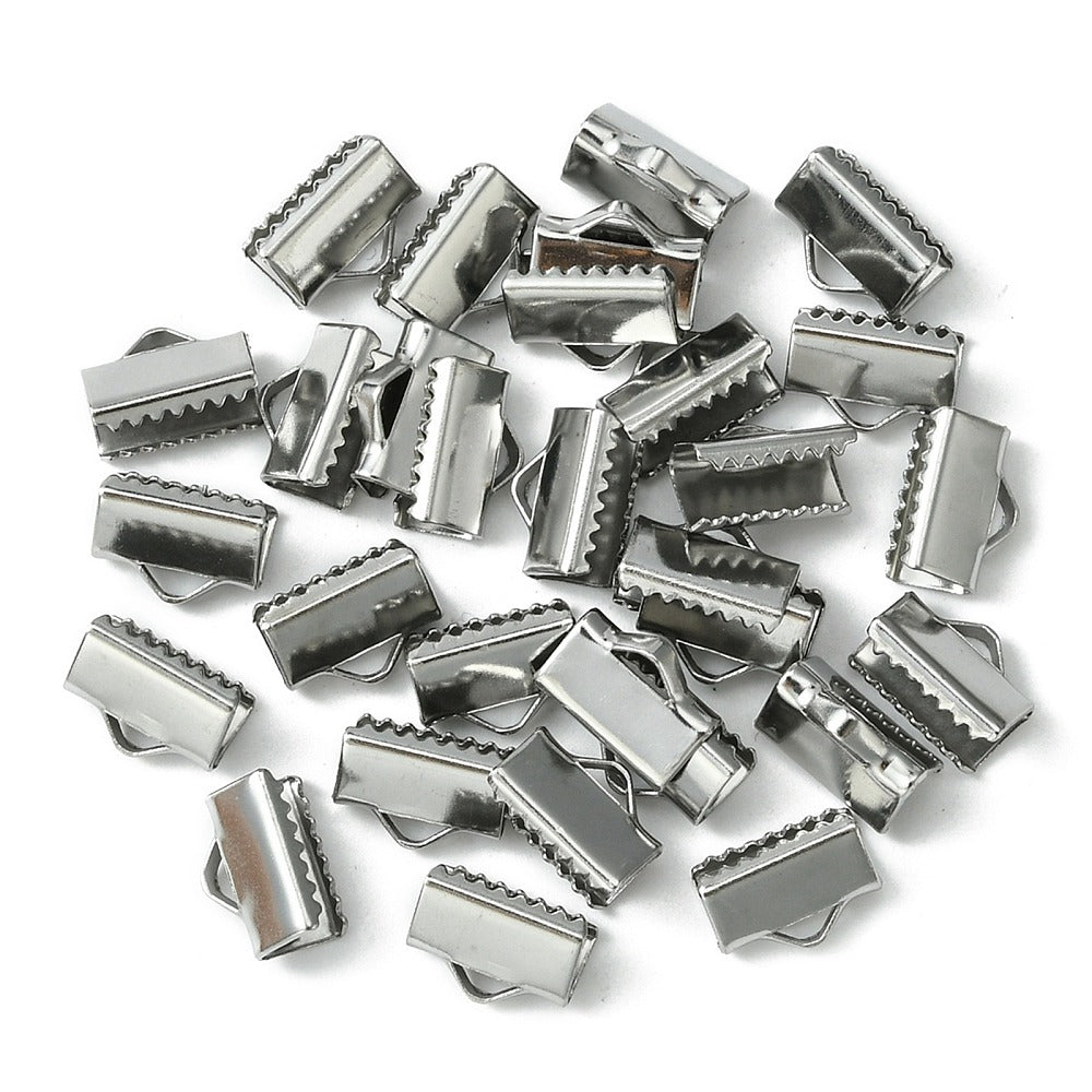 304 Stainless Steel Ribbon Crimp Ends - 7x10mm - 10 per bag