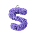 Rose Letter Opaque Resin Pendant with Platinum Tone Iron Loop - 30-34x10-33x6-8mm