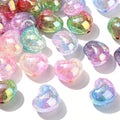 Gradient Mixed Color Transparent Crackle Acrylic Bead - Heart - 18.8x22.3x15.6mm - 2 per bag