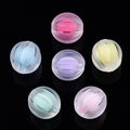 Mixed Color Frosted Transparent Acrylic Beads - Bead in Bead Corrugated Round - 12x11.5mm - 30 per bag