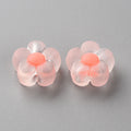 Salmon Frosted Transparent Acrylic Beads - Bead in Bead Flower - 12x12.5x6mm - 25 per bag
