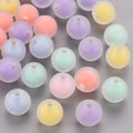 Mixed Color Transparent Frosted  Acrylic Beads - Bead in Bead Round - 11.5x11mm - 20 per bag