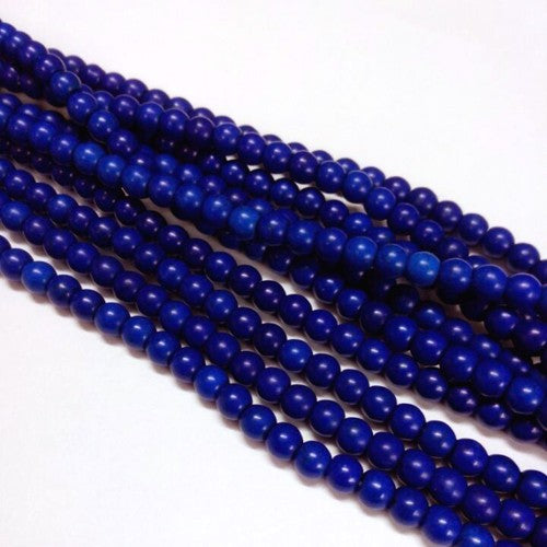 Medium Blue Dyed Synthetic Turquoise Beads - Round - 8mm - Appx 50 per strand