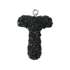 Rose Letter Opaque Resin Pendant with Platinum Tone Iron Loop - 30-34x10-33x6-8mm