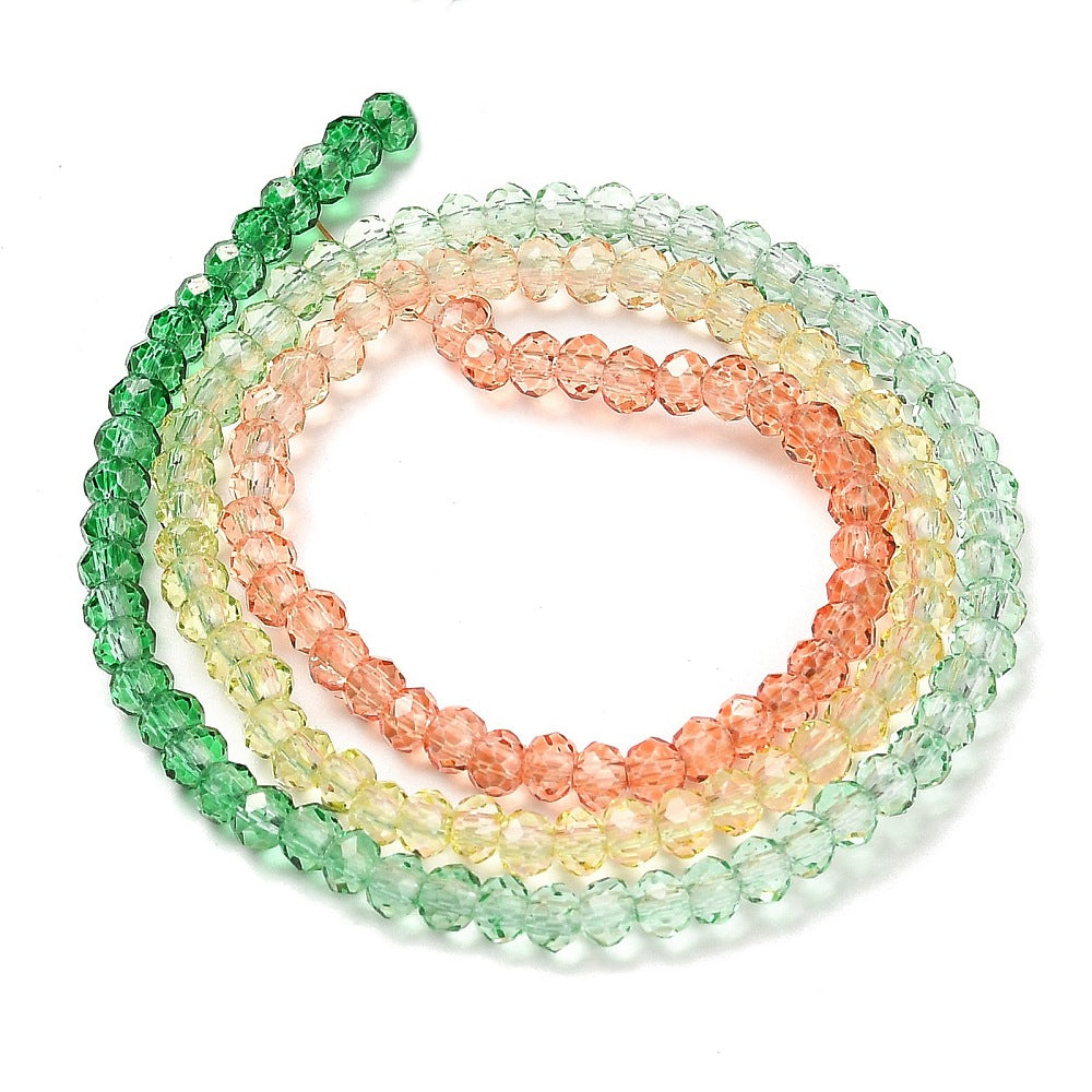 Colorful 7 Transparent   Beads - Faceted Rondelle - 2.6x2.5mm - Appx 135 per strand