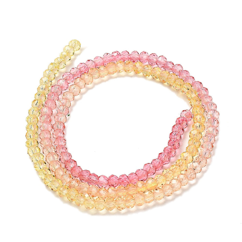 Colorful 6 Transparent   Beads - Faceted Rondelle - 2.6x2.5mm - Appx 135 per strand