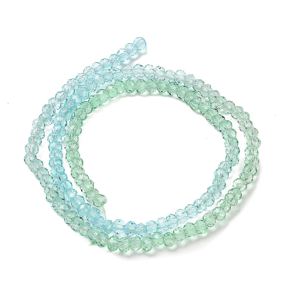 Colorful 8 Transparent   Beads - Faceted Rondelle - 2.6x2.5mm - Appx 135 per strand