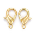 Golden Zinc Alloy Lobster Claw Clasps - Cadmium & Lead Free - 16x8mm - 20 per bag