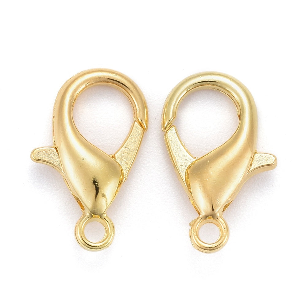 Golden Zinc Alloy Lobster Claw Clasps - Cadmium & Lead Free - 16x8mm - 20 per bag