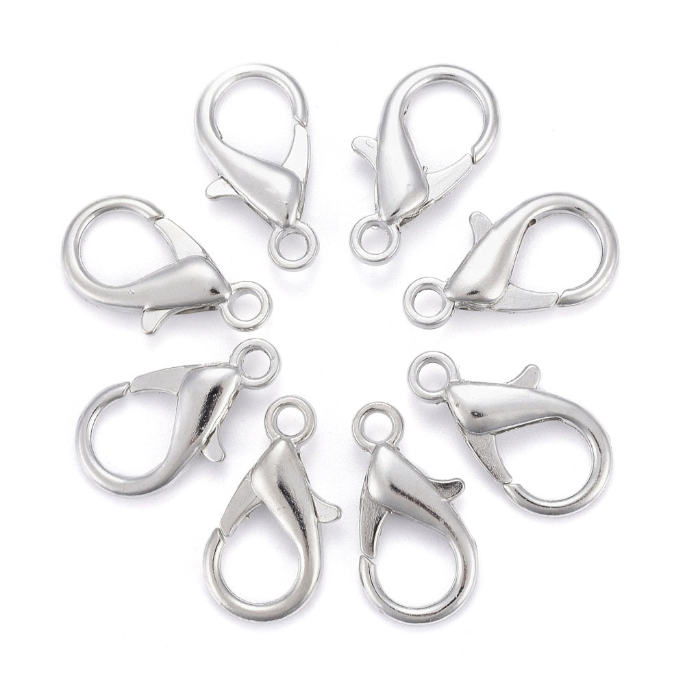 Platinum Zinc Alloy Lobster Claw Clasps - Cadmium & Lead Free - 21x12mm - 15 per bag