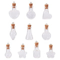 Mini Transparent Bottle Pendant with Wood Plug - Mixed Shapes - 30.5-35.5x15.5-22x11-17mm - 2 per bag