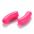 Hot Pink Opaque Acrylic Bead - Curved Tube - 36x13.5x11.5mm - 8 per bag