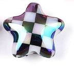 Iridescent UV Plating Opaque Acrylic Beads - Star with Check Pattern - Mixed Color - 20.5-21x22x10.5mm - 3 per bag