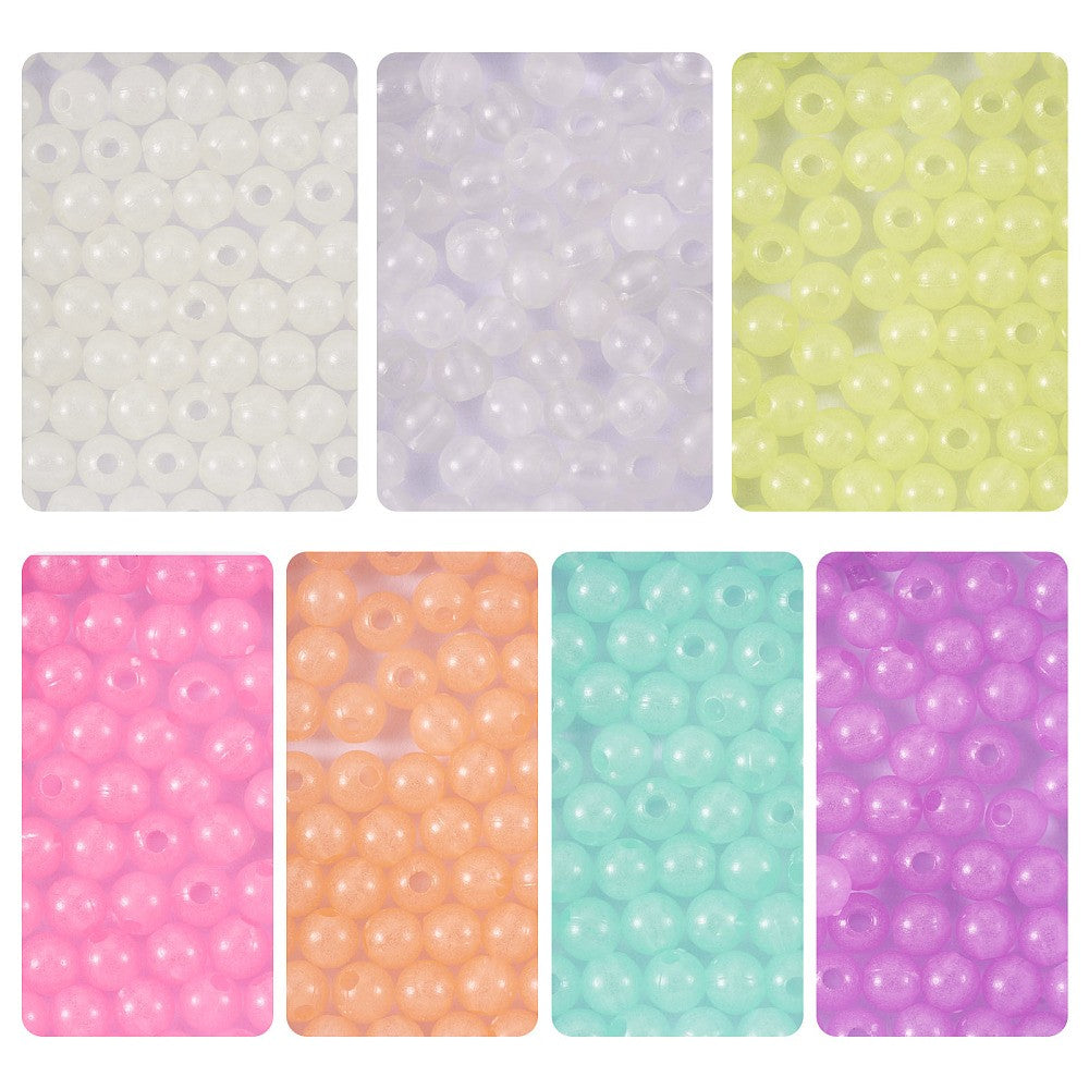 Luminous Acrylic Beads - Glow in the Dark - Round - 4mm - 100 per bag