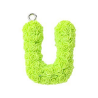 Rose Letter Opaque Resin Pendant with Platinum Tone Iron Loop - 30-34x10-33x6-8mm