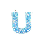 Deep Sky Blue Transparent Epoxy Resin Pendant - 41-45x11-57.5x7-9mm