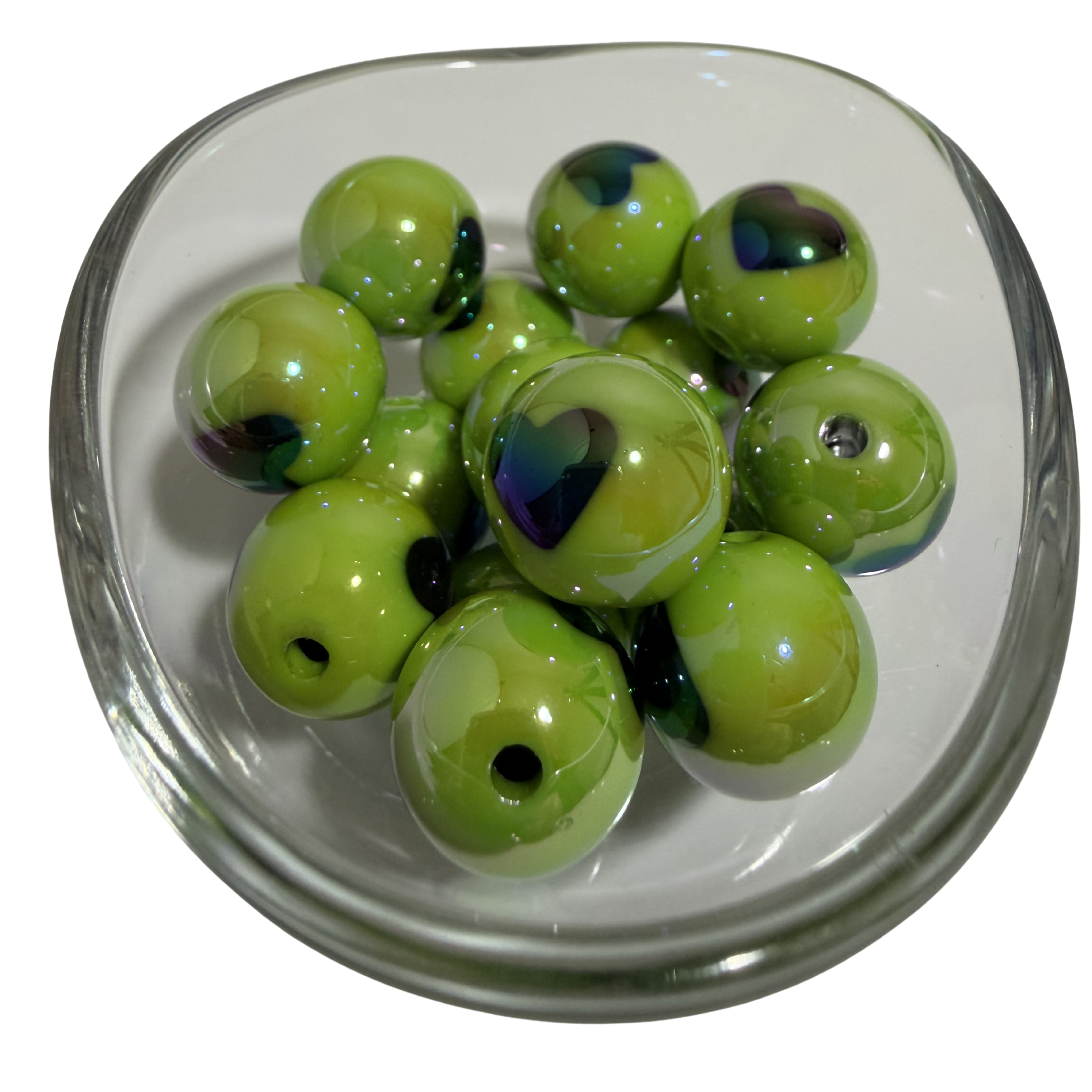 Opaque Acrylic with Heart - Round - 16mm - 5 per bag