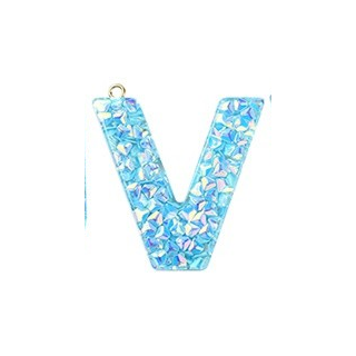 Deep Sky Blue Transparent Epoxy Resin Pendant - 41-45x11-57.5x7-9mm