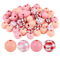 Painted Mixed Color  Natural Wood Beads - Round - 14 per bag