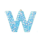 Deep Sky Blue Transparent Epoxy Resin Pendant - 41-45x11-57.5x7-9mm