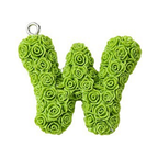 Rose Letter Opaque Resin Pendant with Platinum Tone Iron Loop - 30-34x10-33x6-8mm