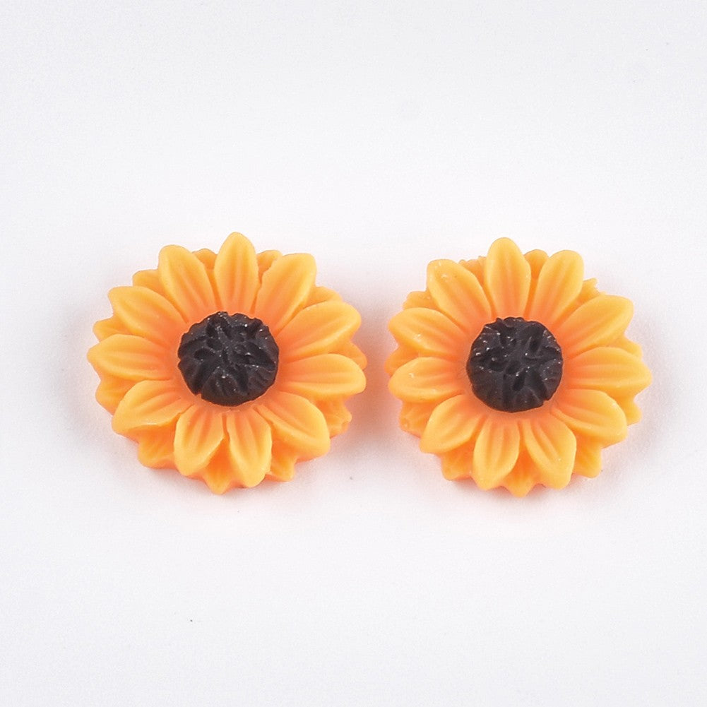 Dark Orange Resin Cabochons - Sunflower