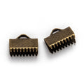 Antique Bronze Iron Ribbon Crimp Ends - Lead Free - 10x7mm - 10 per bag