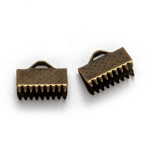 Antique Bronze Iron Ribbon Crimp Ends - Lead Free - 10x7mm - 10 per bag