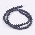 Natural Black Stone Bead - Round - 8mm - Appx 46 per strand