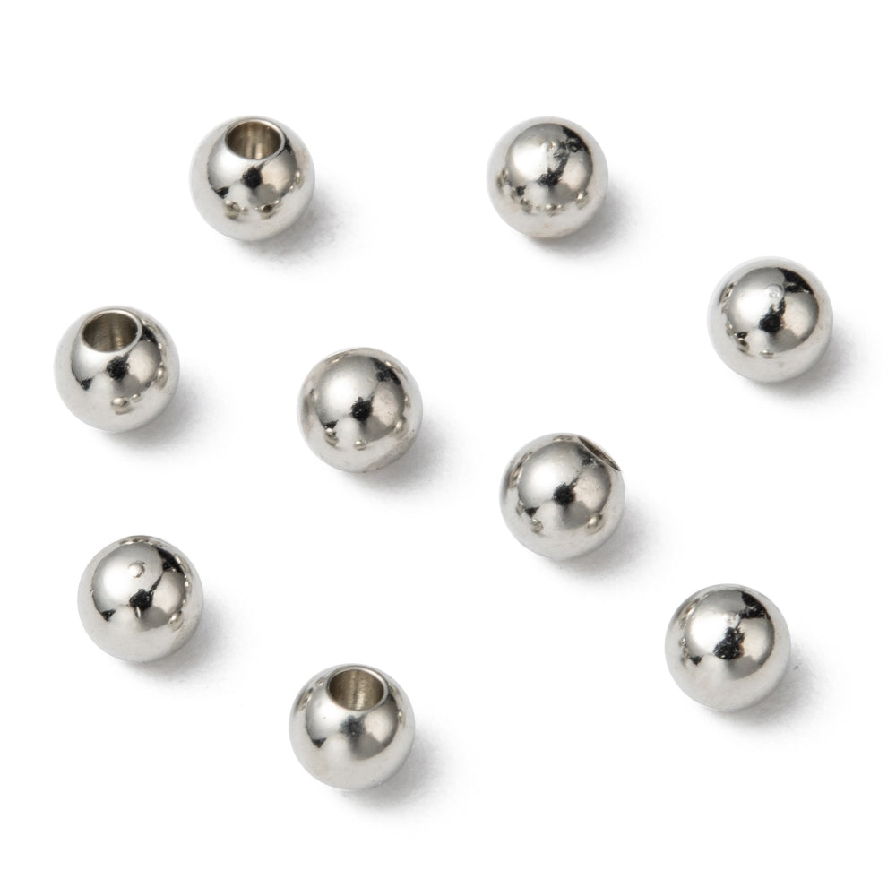 Round Brass Cord End Caps - Memory Wire End Caps - Half Drilled - Platinum - 4mm - Hole 1.6mm - 20 per bag