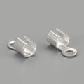 Silver Color Plated Brass Folding Crimp Ends - Fold Over Crimp Cord Ends - 10x5x3mm - 10 per bag