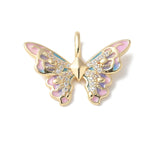 Real 18K Gold Plated Micro Pave CZ and Enamel Pendant - Butterfly