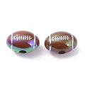 UV Plating Coconut Brown Iridescent Opeque Acrylic Beads - Rugby - 18.5x12.5x12mm - 4 per bag