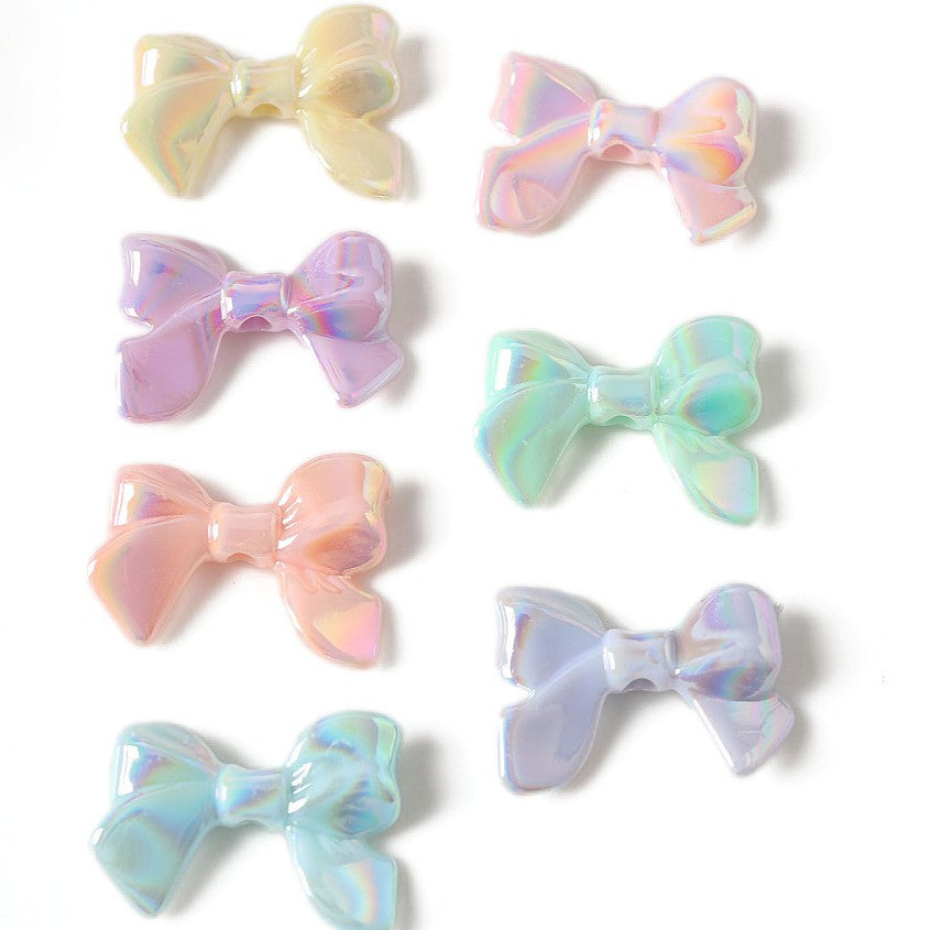 Mixed Color AB Opaque Acrylic Beads - Bowknot - 23.7x32.7x7.3mm  - 3 per bag