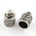 Tibetan Style Column Antique Silver Alloy Cord End Cap - Cadmium & Lead Free - 16x10mm - 5 per bag