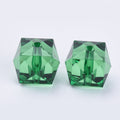  Dark Green  Transparent Acrylic Beads - Faceted Cube - 10x10x8mm - 10 per bag