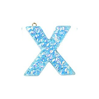 Deep Sky Blue Transparent Epoxy Resin Pendant - 41-45x11-57.5x7-9mm