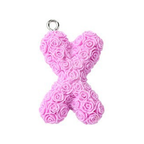 Rose Letter Opaque Resin Pendant with Platinum Tone Iron Loop - 30-34x10-33x6-8mm