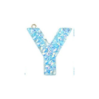 Deep Sky Blue Transparent Epoxy Resin Pendant - 41-45x11-57.5x7-9mm