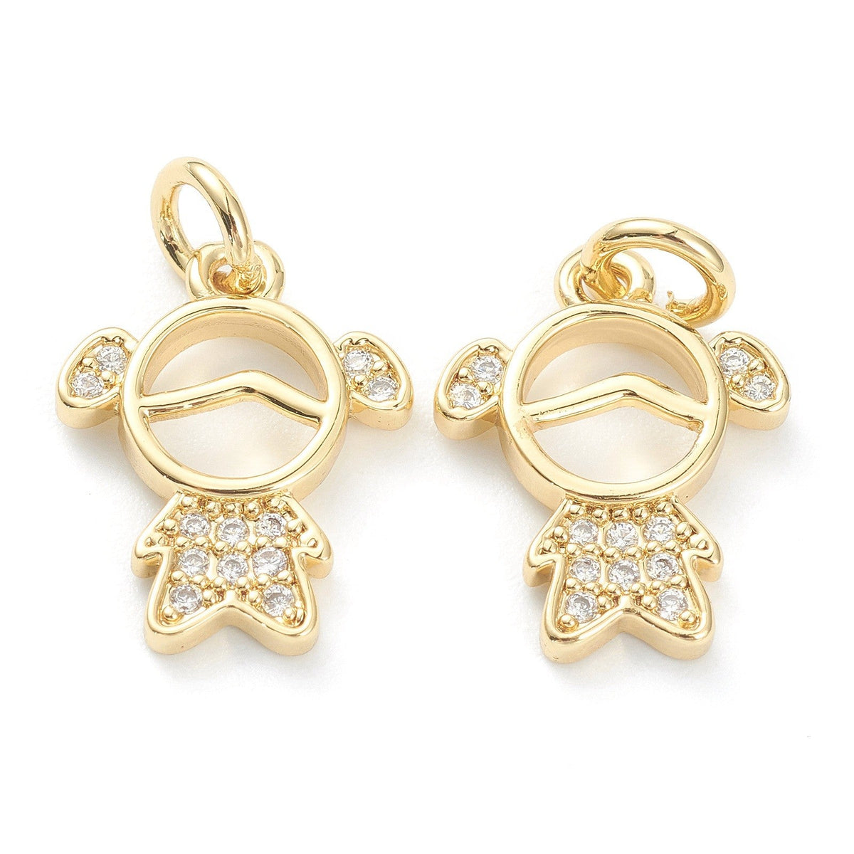 Real 18K Gold Long-Lasting Plated Brass Micro Pave Clear Cubic Zirconia Pendant - Cadmium & Lead Free - 15x11.5x2mm