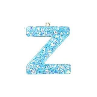 Deep Sky Blue Transparent Epoxy Resin Pendant - 41-45x11-57.5x7-9mm